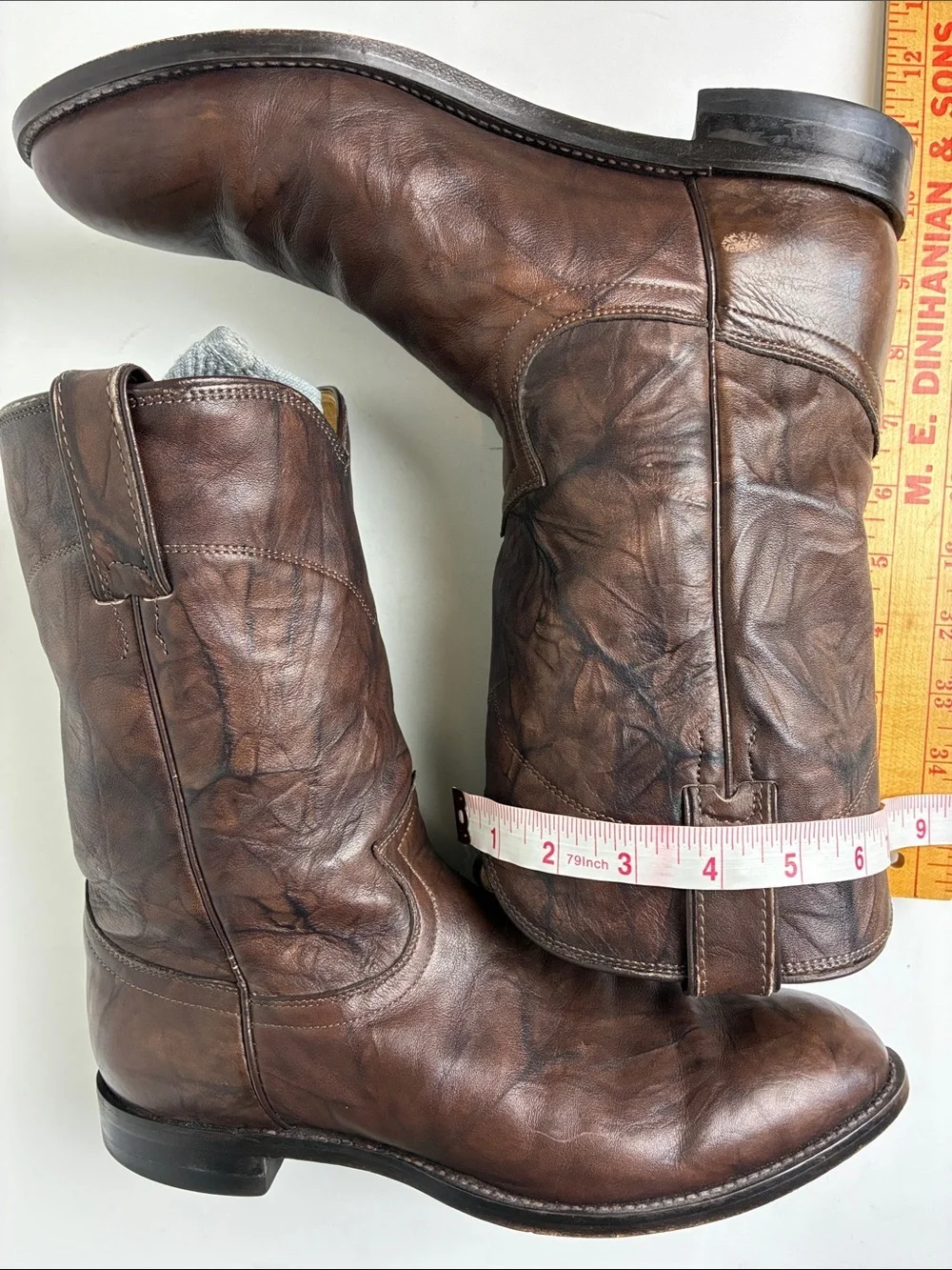 Justin Boots Classic Roper Jackson 3162 Dark Brown Mens Size 8.5 D Western Rodeo